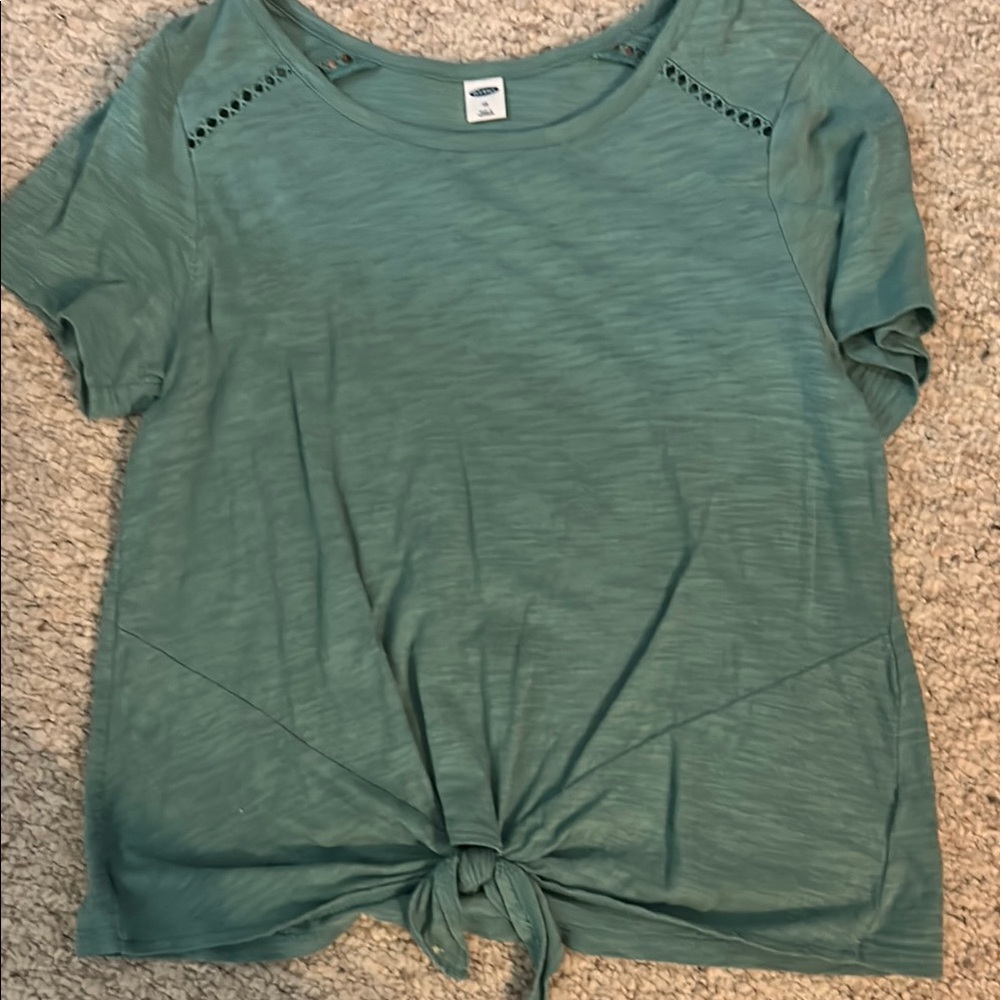 Old Navy Green Tie Front Short Sleeve Tee